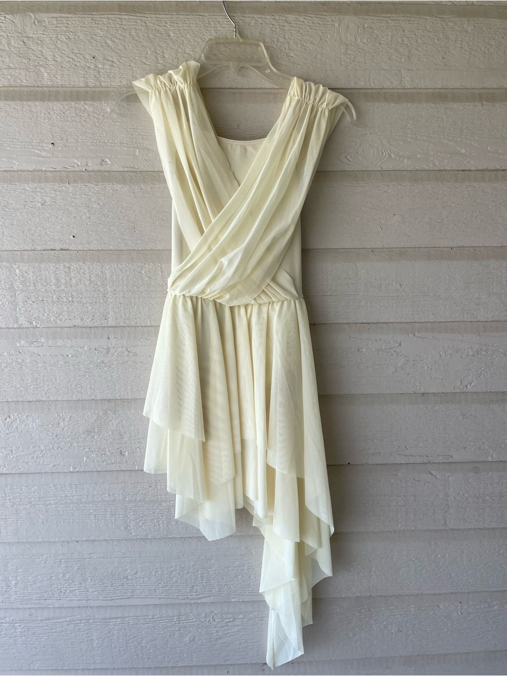 Weissman Girls Ivory Mesh Asymmetrical Dance Dress Costume Size MA